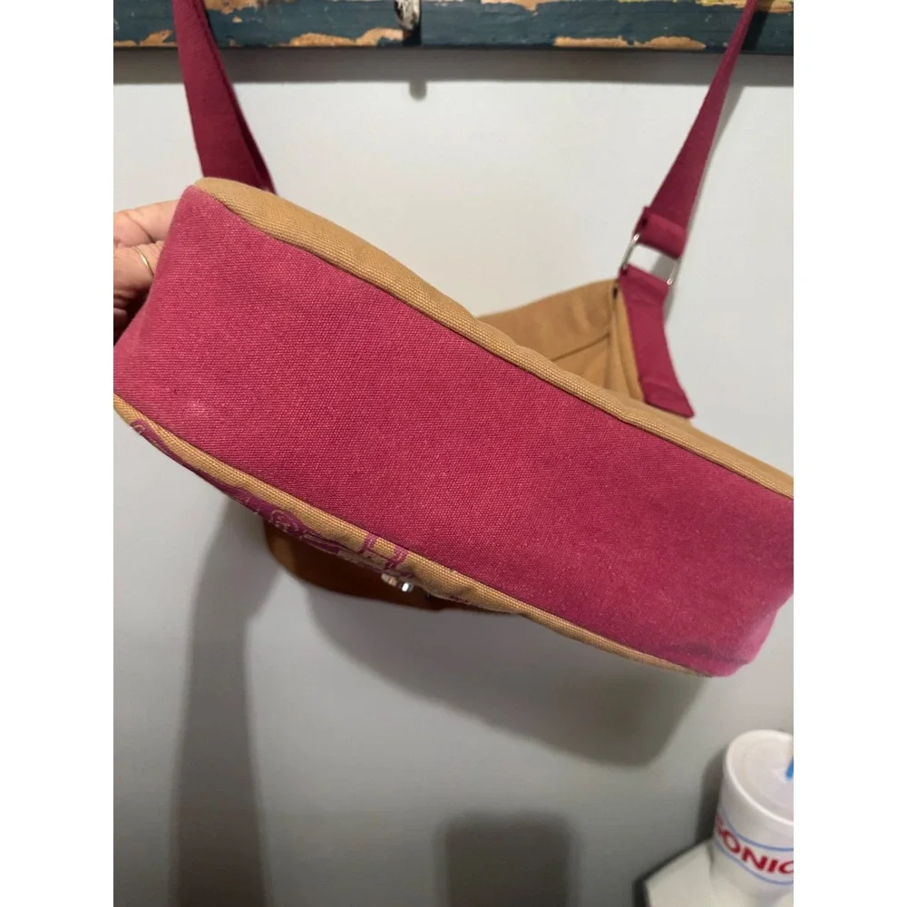 Coca-Cola Vintage Canvas Messenger‎ Bag Tan Burgundy Retro Graphic Crossbody
